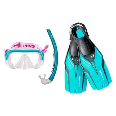 Imagen de Mares Aquazone Set Nateeva Keewee Jr, Conjunto con Máscara Tubo y Aletas de Snorkel Niños, Unisex, Agua, XS