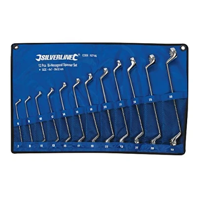 Imagen de Silverline Tools 627185 Llaves bi hexagonales acodadas, 12 pzas (6 32 mm)