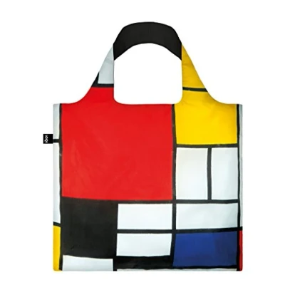 Imagen de LOQI Museum Piet Mondrian Composition Red Yellow Blue and Black Bag Bolsa de Tela y Playa, 50 cm, 20 Liters, Multicolor (Multicolour), PM.co