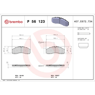 Imagen de BREMBO P 56 123 Juego de pastillas freno con contacto avisador desgaste tornillos pinza accesorios NISSAN: Cabstar
