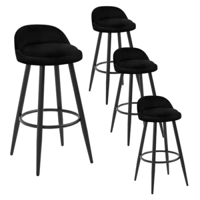 Imagen de WOLTU Taburetes de Bar Juego 4, Cocina, Silla Comedor con Reposapiés, Asiento Terciopelo, Estructura Metal, Negro, BH296sz 4