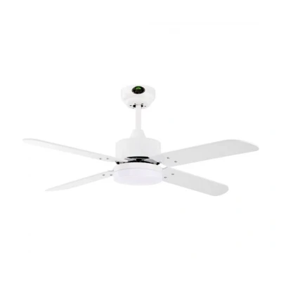 Imagen de BEL AIR HOME Ventilador Plafón CATHAY Motor DC Luz LED 72W Mando a Distancia Rejilla Giratoria Eficiente Ventilación de 4 Velocidades para Verano Invierno (BLANCO MADERA)