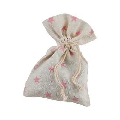 Imagen de Mopec Bolsa Estrellas, Algodón, Beige y Rosa, 4x14x10 cm, 12 Unidades