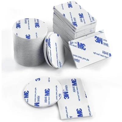Imagen de CANOPUS almohadillas adhesivas blancas de doble cara resistentes, 48 unidades (24 50 mm x 30 + 24 piezas diámetro), espuma 3M para pared,
