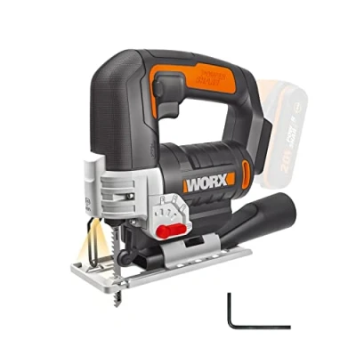 Imagen de Sierra de calar 20V Máx. WORX WX543.9 Sistema penduleo 4 posiciones Sin batería ni cargador Cambio rápido hoja Luz LED 24mm corte Caja cartón