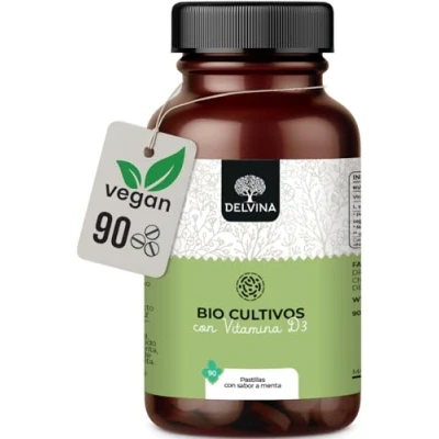 Imagen de DELVINA Flora oral tabletas chupadoras contra el mal aliento con cultivos de bacterias 90 sabor a menta Halein fresca Higiene bucal sin enjuague ni rascalenguas