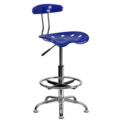 Imagen de Flash Furniture Taburete Bradley para dibujo con asiento de tractor, color azul marino vibrante y cromado
