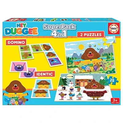 Imagen de Educa Hey Duggee Superpack, Incluye Domino, Identic y 2 Puzzles, Cajas Llena de diversión educación, Juego Mesa para niños a Partir 3 años, Múltiples Posibilidades (19395)
