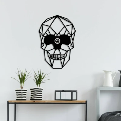 Imagen de Aplique mural origami calavera Apertura 35 x 12 50 cm MDF Metal Negro Menzzo
