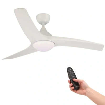 Imagen de M Ledme Ventilador de Techo con luz Led Ivara Blanco 58W, mando a Distancia, Bajo consumo, motor DC 34W+Luz 24W, 6 velocidades,Silencioso,3 Aspas, invierno verano, temporizador.