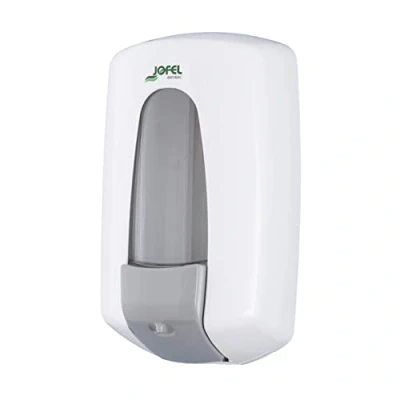 Imagen de Jofel Dosificador de Jabón Líquido para Pared, Recargable Capacidad 0.9L, Antibacteriano, Dispensador Baño Rellenable, Válvula Anticorrosión y Antigoteo, Carcasa ABS, Aitana AC70700, Blanco