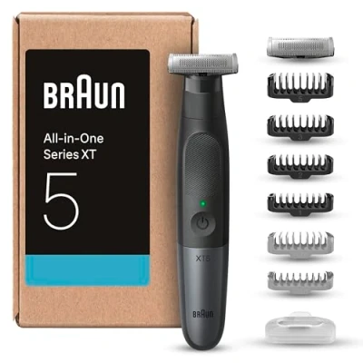 Imagen de Braun Series X Recortadora de Barba, Afeitadora Eléctrica Hombre para Rostro Y Cuerpo, Máquina afeitar, Cortapelos hombre, Peine Bidireccional, Cabezal Flexible, Resistente Al Agua, XT5270