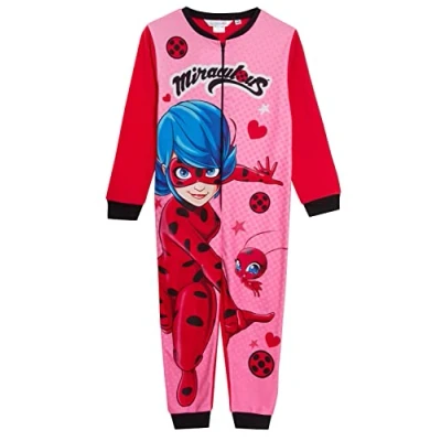 Imagen de Miraculous Pijama de forro polar todo en uno para niñas, disfraz mariquita, con cremallera, rosa, 7 8 Years