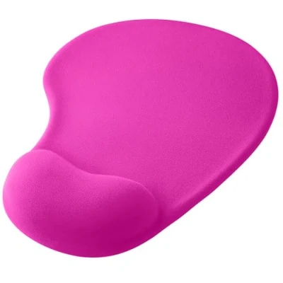 Imagen de OcioDual Alfombrilla con Reposamuñecas para Ratón, Color Fucsia, Alfombra Ergonómica Apoyo de Gel, Tejido Tela Suave Base Goma Antideslizante Ratones Láser y Ópticos