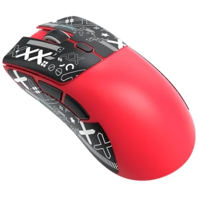 Imagen de ATTACK SHARK R1 ratón Superlight de 59 g con Cinta, Sensor para Juegos PixArt PAW3311, inalámbrico/con Cable BT/2.4G, 6 dpi Ajustables hasta 18000, batería 65 Horas (Rojo)