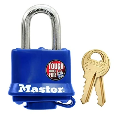 Imagen de Master Lock 312EURD Candado de Acero Laminado Revestido, Azul, 7,3 x 4 2,5 cm