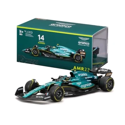 Imagen de Bburago 1/43 Racing 2023 F1 Aston Martin AMR23 con Casco #Alonso Vehículo Fórmula 1 Temporada de Metal a Escala 1/43ª Piloto