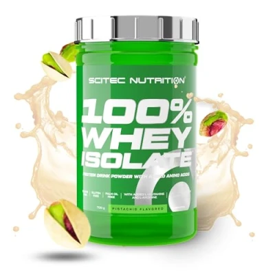 Imagen de Scitec Nutrition 100% Whey Isolate Puro Poder Proteico con BCAAs Glutamina y Arginina Fórmula sin Azúcar ni Gluten, 700 g, Pistacho