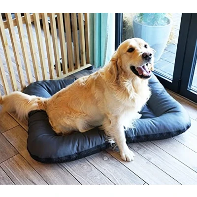 Imagen de 4L Textil Ella Cama de Perro Grande Piel Sintetica para Perros Color y tamaño elegibles M a XL (L 110x90 cm, Grafito)