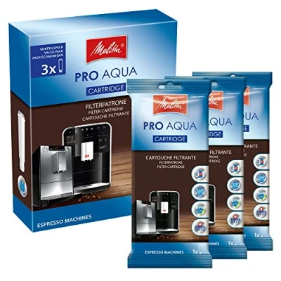 Imagen de Melitta Cartuchos de Filtro Pro Aqua (3 cartuchos) cal para cafeteras automáticas, evita la acumulación y reduce los contaminantes el mejor sabor del café
