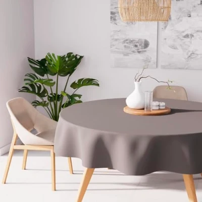Imagen de Soleil d&#039;ocre Mantel Antimanchas Alix Redondo, Marrón, Diametre 180 cm