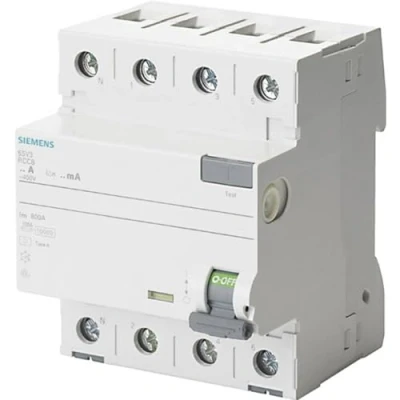 Imagen de Siemens sentron Interruptor diferencial 5sv 70mm clase a 4 polos 63a 30ma