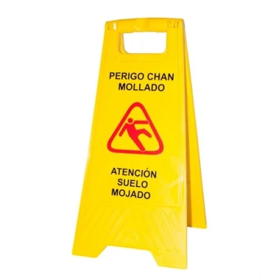 Imagen de PAMEX Señalización Advertencia Suelo Mojado Cartel de Señal Plegable Color Amarillo. Superficie Resbaladiza. En Castellano y Gallego