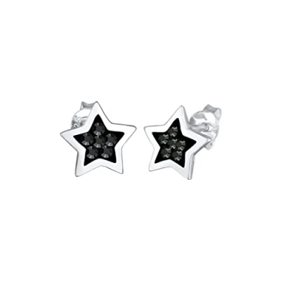 Imagen de Elli Pendientes Mujer Motivo de Estrella Moderna con Cristales en Plata Esterlina 925