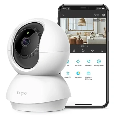 Imagen de Tapo TP Link cámara de Seguridad 2K con inclinación panorámica para Monitor bebé, Perro detección Movimiento, Sirena Audio 2 vías, visión Nocturna, Almacenamiento en la