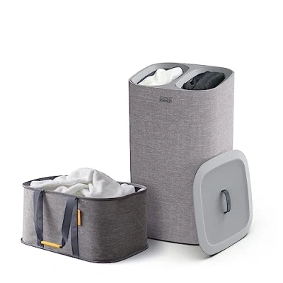 Imagen de Joseph Laundry 2 piece set Hold All 35L Cesto para la Colada Plegable + Tota 60L Ropa Sucia con Tapa bolsas Extraibles, Gris