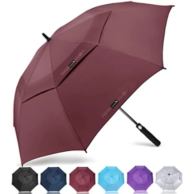 Imagen de ZOMAKE Paraguas Golf Antiviento Automatico 68 Pulgadas,Extra Grande Paragua Resistente con Doble Toldo Venteado Impermeable A Prueba de Viento Palo para Hombre Mujer(Rojo)