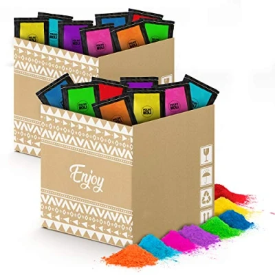 Imagen de POLVO HOLI Pack 480 Bolsas de 100 Gramos 8 Colores