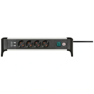 Imagen de Brennenstuhl ALU Office Line regleta enchufes con USB y 4 Tomas para el Escritorio (regleta de Mesa, Cable 1,8 m, Interruptor, Fabricado en Alemania)