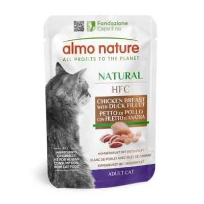 Imagen de almo nature HFC Raw Pack Bolsa de Comida húmeda para Gatos, pechuga Pollo y Filete Pato (Paquete 24 x 55 g)