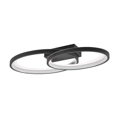 Imagen de Reality Leuchten Plafón LED Malaga con 2 anillos, negro