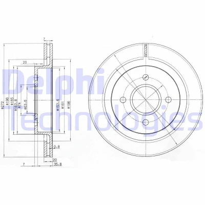 Imagen de Discos de freno completos, ventilado DELPHI BG2758, Trasera, 2 Pieza