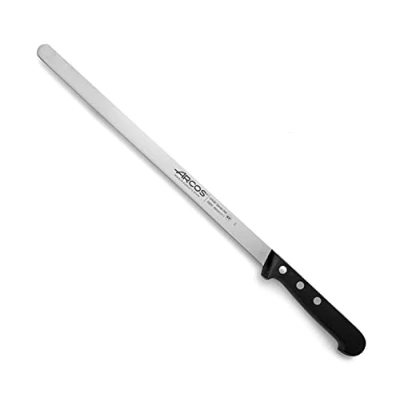 Imagen de Arcos Serie Universal Cuchillo Rebanar/Jamón 11&quot; con Hoja Acero Inoxidable Nitrum y Mango Negro Polioximetileno (POM) 7&quot; Diseño Uso Diario Altamente Resistente Duradero Alta Utilidad.