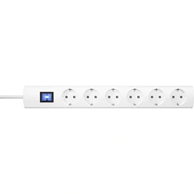 Imagen de Kopp UNOversal Plus Regleta de 6 enchufes 3 m con Interruptor y Gran Distancia I Enchufe múltiple enroscable protección táctil Interior Blanco 232902015