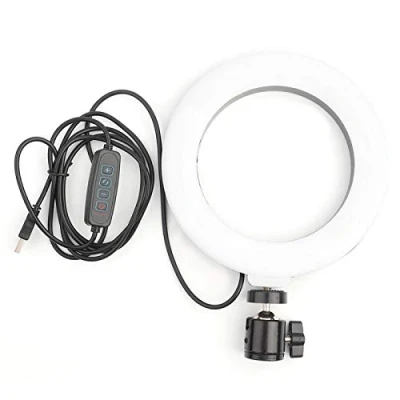 Imagen de anillo de luz LED, para selfie 6 pulgadas maquillaje, transmisión en vivo, video YouTube, escritorio, mini cámara USB, modo 3 luces, anil