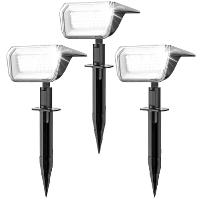 Imagen de Linkind 60 LED Luces Solares Exterior Jardin,6500K Blanco Frío Focos con el modo de invierno, 800LM,Impermeable IP67 Lámparas para Jardín, Patio, Calzada, Piscina,3 Piezas
