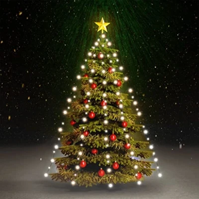 Imagen de vidaXL Red de Luces Árbol Navidad, Adorno Luminoso con 150 LEDs, Decorativas para Árboles Navidad Fiestas, Blanco Frío cm