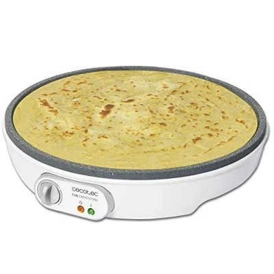 Imagen de Crepera Cecotec Fun Crepestone, 1000 W, 30.5cm, Revestimiento RockStone, Libre de PTFE y PFOA, Blanco