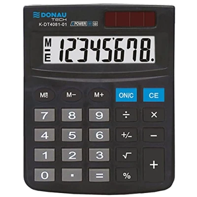 Imagen de DONAU Tech K DT4081 01 Calculadora (8 dígitos, función raíz, 134 x 104 17 mm), Color Negro