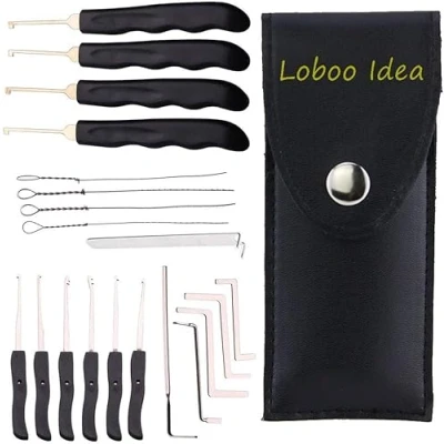 Imagen de Loboo Idea Kit de extractor llave rota 20 piezas, herramienta bloqueo Home Depot, gancho extracción, juego