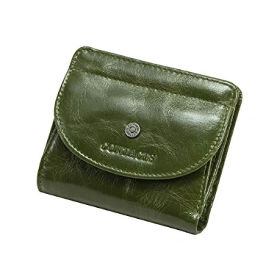 Imagen de Contacts Mini Monedero de Cuero auténtico para Mujeres/Hombres, Cartera Plegable con Tarjetero, pequeño Bolso Mano (Verde)