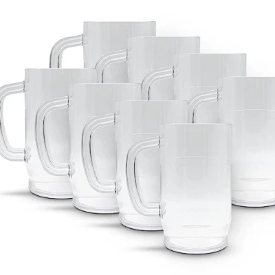 Imagen de DOJA Barcelona Jarra de Cerveza Plastico 1 L Pack 8 Jarras Policarbonato Vasos Duro Reutilizable para Artesanal