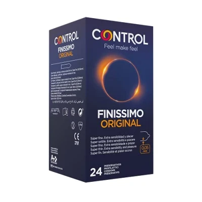 Imagen de Control Preservativos Finissimo Original. Caja Condones Súper Finos, Extra Sensibilidad, Lubricados, Sexo Seguro. Disfruta de un Ajuste Perfecto para una Relación Segura, 1 x 24 Unidad