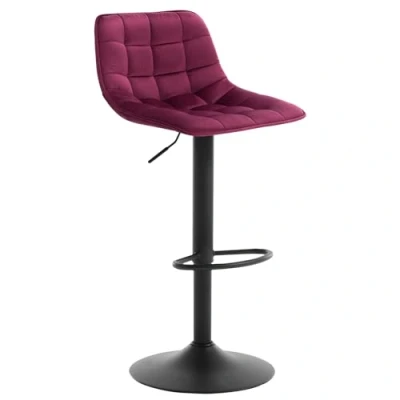 Imagen de WOLTU 1x Taburetes Alto de Cocina Taburete Bar Diseño Asiento en Terciopelo Giratorio con Respaldo Regulable Altura Muebles Sillas Burdeos BH273bd 1