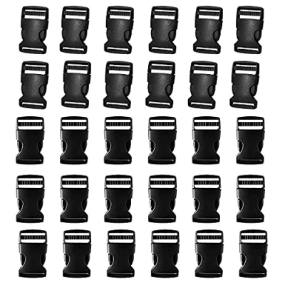 Imagen de HUAZIZ 30Pcs Hebillas de Plástico Negro,Hebillas Ajustables Negras Laterales Plástico,Hebilla Mochila,Hebillas para Collar Perro,Bricolaje,Accesorios Costura,55x30mm