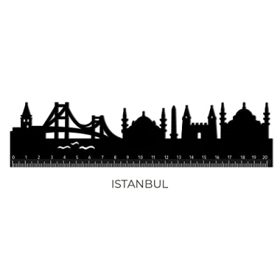 Imagen de Legami Regla, Follow The Skyline, 20 x 5 cm, Variante Instanbul, Doble perfil: uno para trazar líneas claras y precisas, con los Monumentos de Estambul